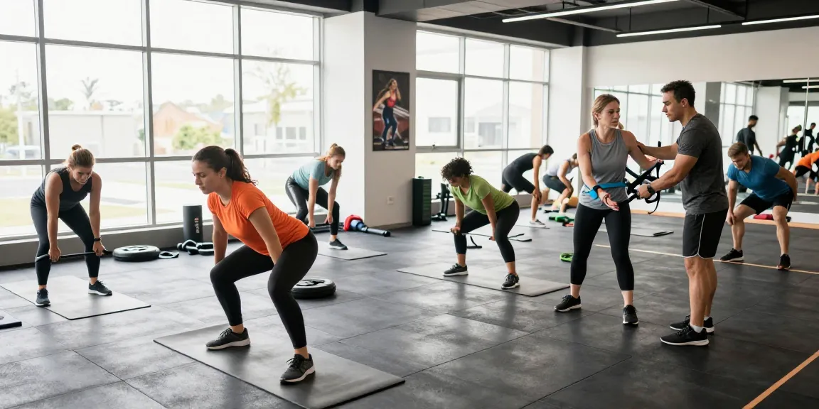 Global Pharma Steroids in einer dynamischen Fitnessumgebung, wo Athleten unterschiedliche Trainings durchführen.