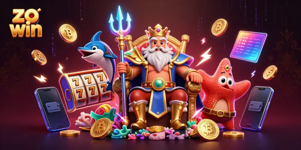 Engage in thrilling gaming experiences with zo win and vibrant slot elements in a dynamic casino scene.