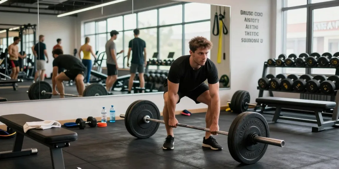 Sportlicher Mann beim Kreuzheben in einem modernen Fitnessstudio, der die Bedeutung sicherer Steroidkäufe beim Anabolika Shop Deutschland hervorhebt.