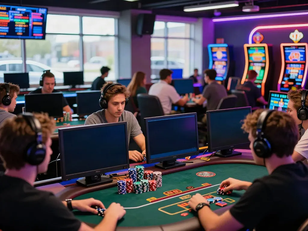 Online gaming scene at https://sv88.cyou/ with players immersed in sports betting and casino games.
