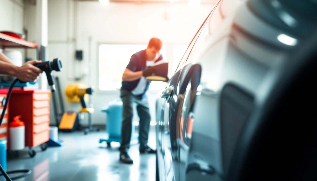 Professionelle Autoaufbereitung für Leasingrückgabe mit engagierten Mechanikern bei der Arbeit.
