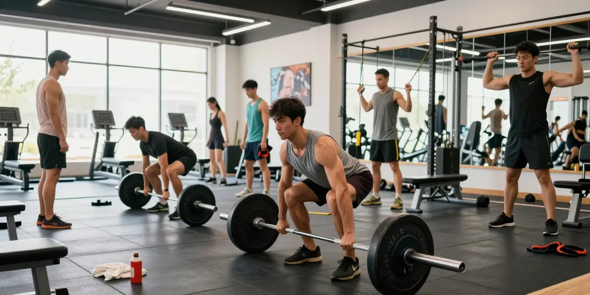 Anabolika kaufen in einem modernen Fitnessstudio, Kraftsportler beim Deadlift mit motivierender Atmosphäre und natürlichem Licht.