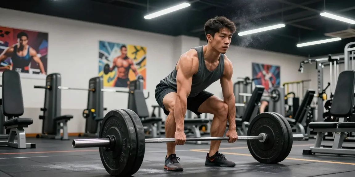 Selliza Shop: Bodybuilder hebt Gewichte in einem modernen Fitnessstudio.