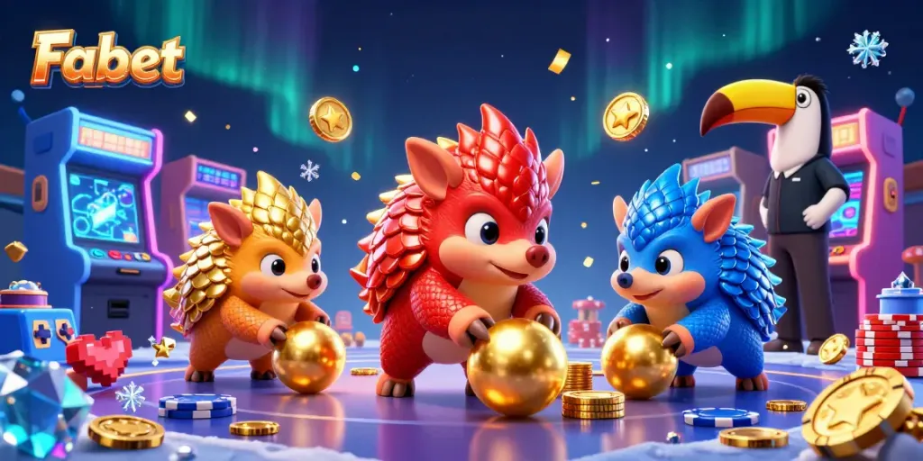 Fabet engages gamblers with vivid visuals of rival pangolins competing over golden chips in a vibrant casino