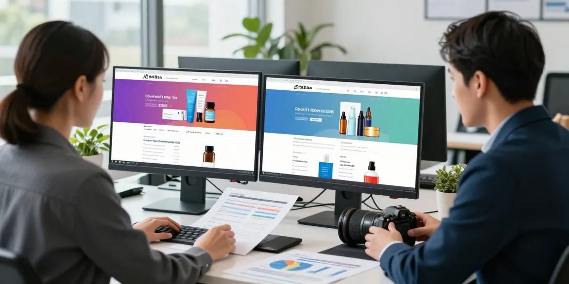 Verkäufer analysiert Produkte im Selliza Pharma Shop für effektiven Online-Verkauf.