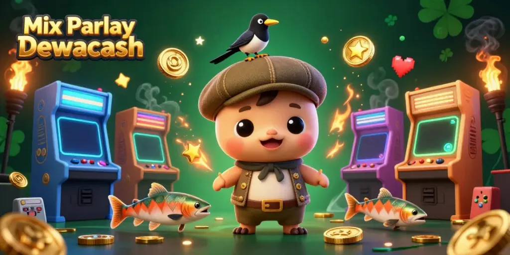 Engage in thrilling gameplay with Mix Parlay Dewacash amidst vibrant casino elements.