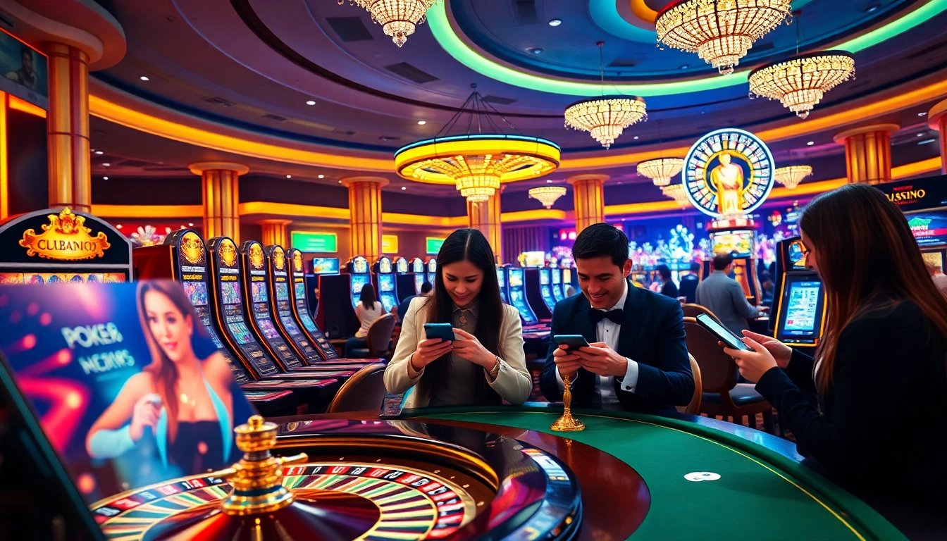 Engage with mv88 at an online casino featuring vibrant slot machines and roulette tables.