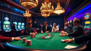 Players enjoying an exciting poker game at an upscale casino environment, showcasing the thrill of 789f.
