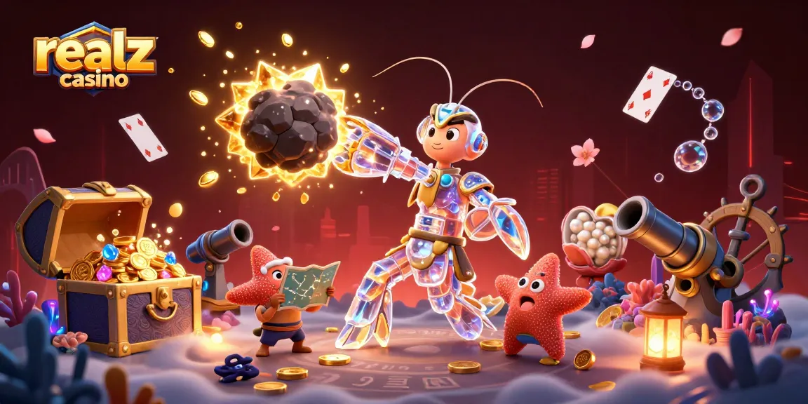 Engage with realz casino's vibrant 3D adventure, showcasing galactic samurai and treasure elements.